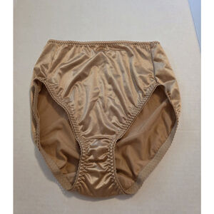 Vtg Vanity Fair Shiny Gold Metallic Second Skin Satin Panties Sz L Style 48301